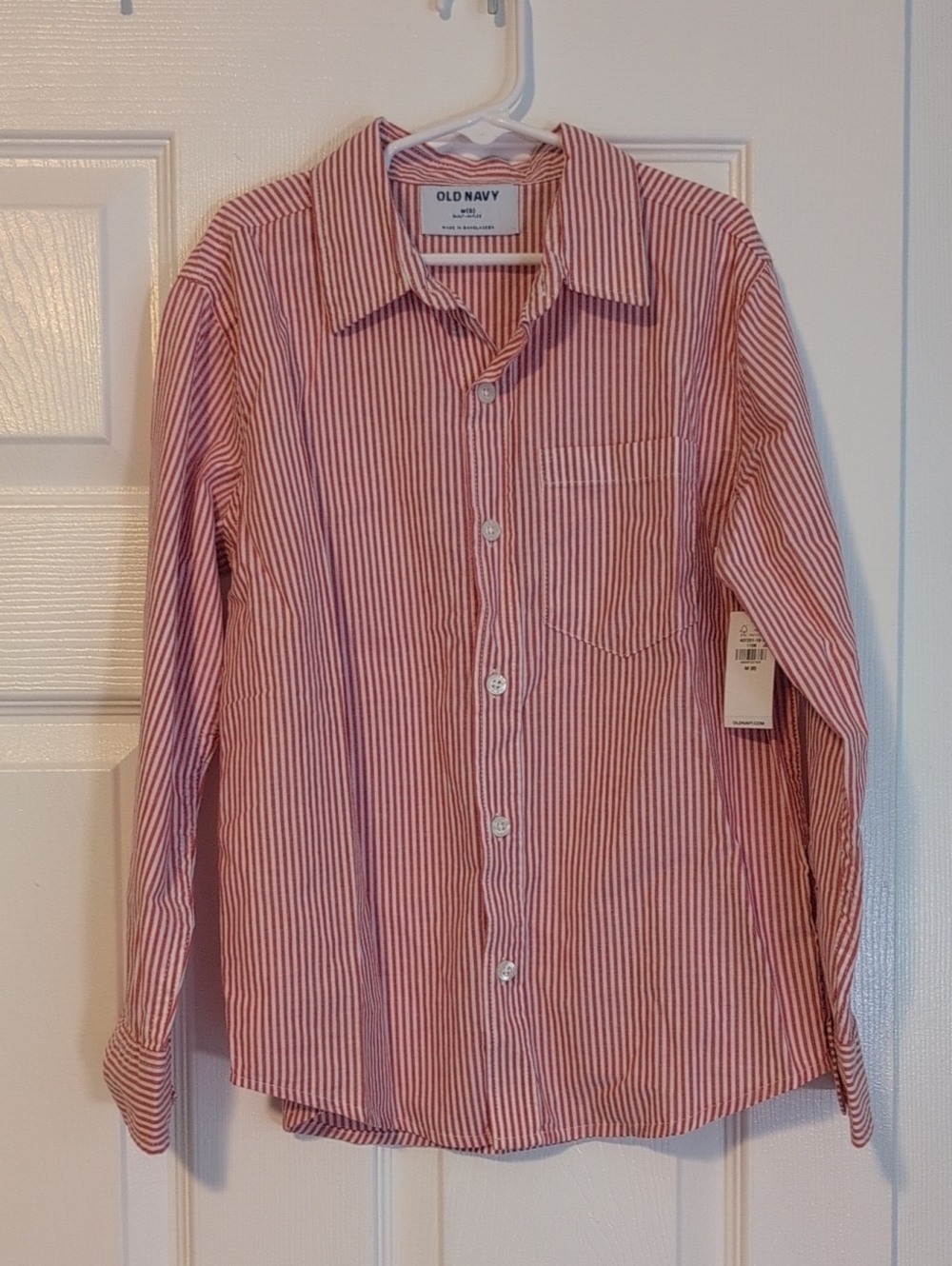 Old Navy Red and White Striped Boy's Button-Down Shirt NWT